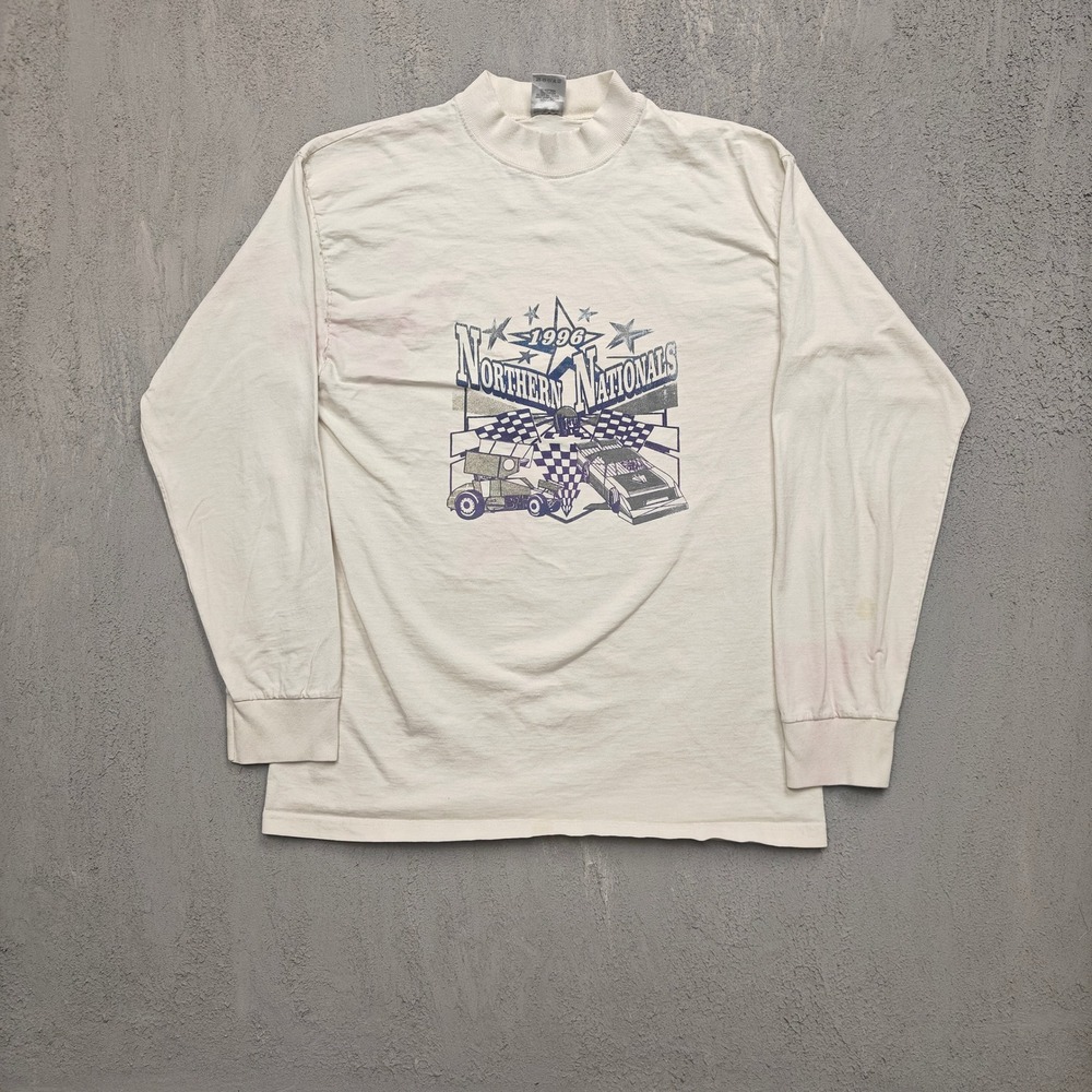 Vintage 1996 Northern Nationals Racing Shirt Mens Large White 90s Fruit of Loom